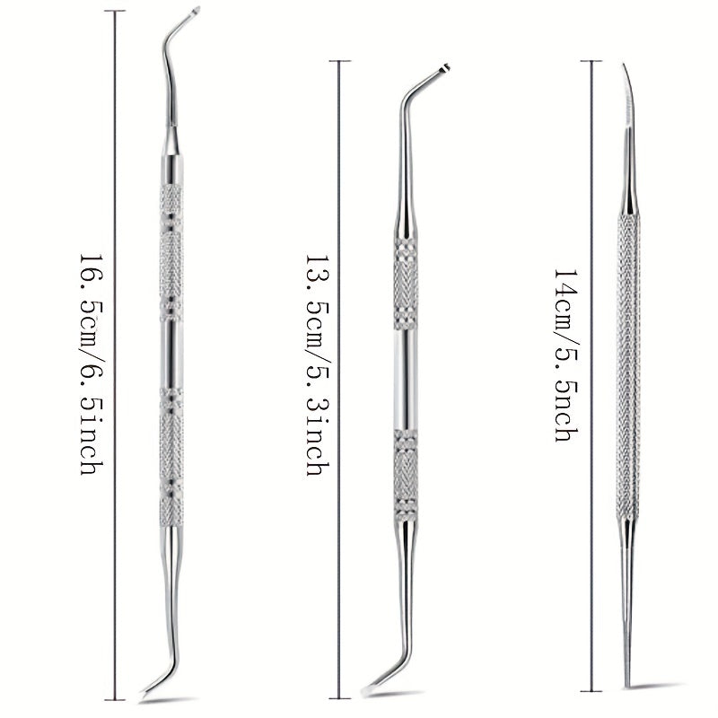 3 petits  outil d’ongles d’orteils incarnés en acier inoxydable, lime à ongles et lève-ongles, traitement des ongles chirurgical sûr Kit d’outils de pédicure Outils de nettoyage des ongles soulagement de la douleur