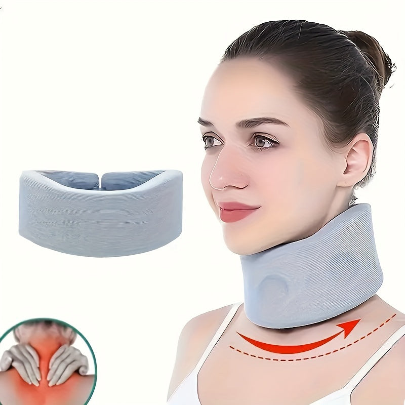 Attelle de cou respirante réglable pour la correction de la posture de la tête vers l’avant, support cervical en mousse à mémoire de forme douce avec design côtelé et sangles transparentes, protecteur de cou ergonomique portable