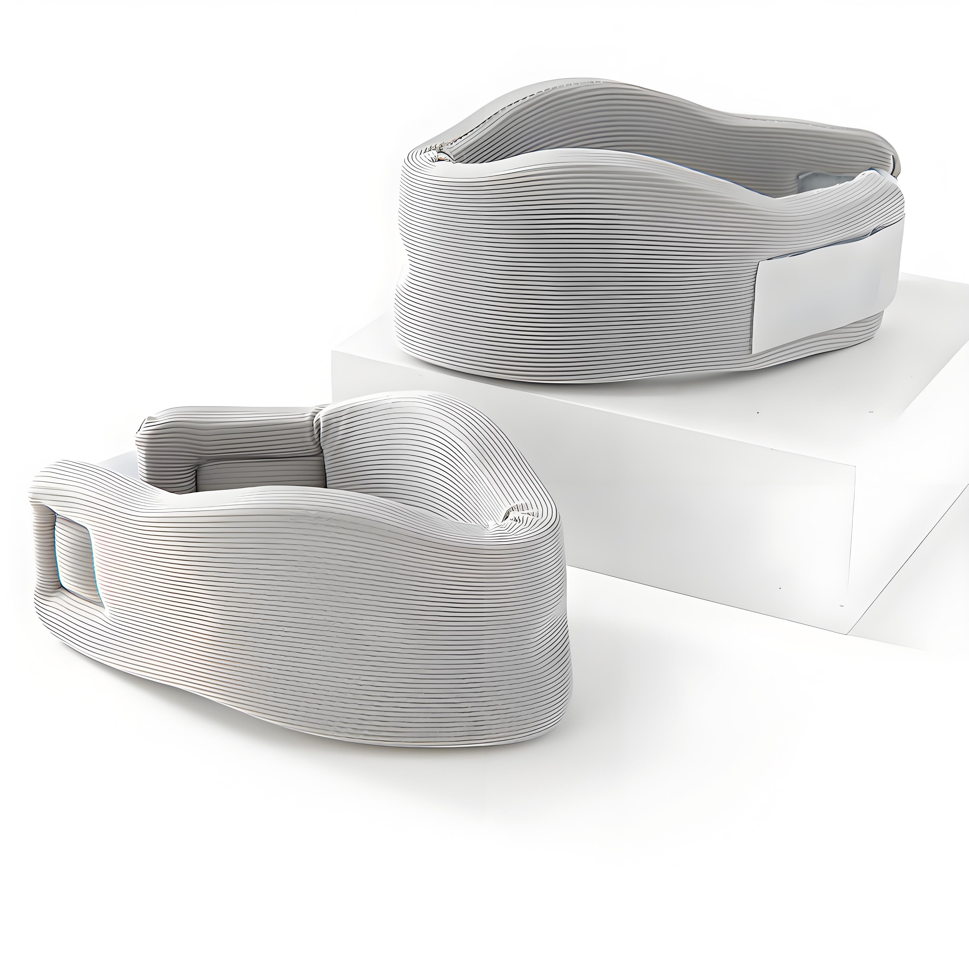 Attelle de cou respirante réglable pour la correction de la posture de la tête vers l’avant, support cervical en mousse à mémoire de forme douce avec design côtelé et sangles transparentes, protecteur de cou ergonomique portable