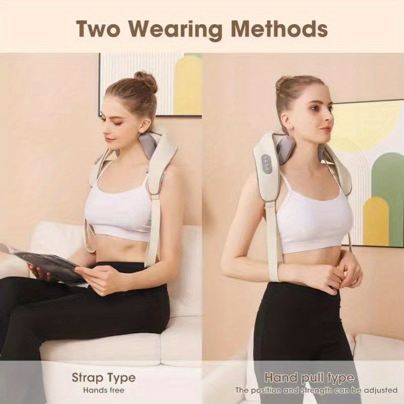 1Pc d’appareil de massage pour les soins du cou et des épaules, un masseur électronique pour la colonne cervicale, pétrissage et chauffage pour le trapèze et la zone du cou.