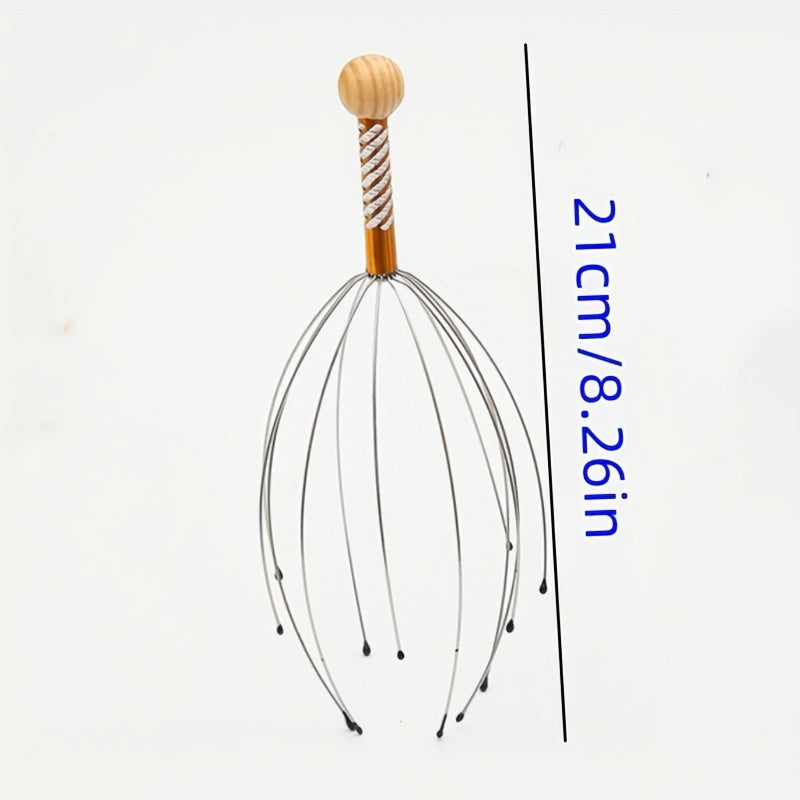 1pc Tête de poulpe, Massage de relaxation du cuir chevelu, soulagement de la douleur, masseur corporel, libération du stress, dispositif de massage en métal à griffes relaxant, unisexe